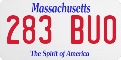 MA license plate 283BU0