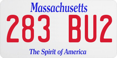 MA license plate 283BU2