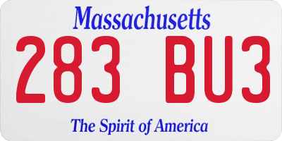 MA license plate 283BU3