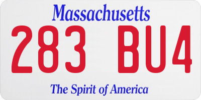 MA license plate 283BU4