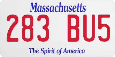 MA license plate 283BU5