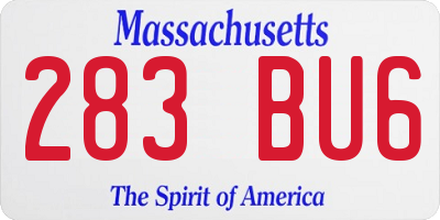 MA license plate 283BU6