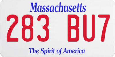 MA license plate 283BU7