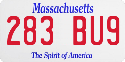 MA license plate 283BU9