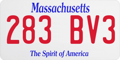 MA license plate 283BV3