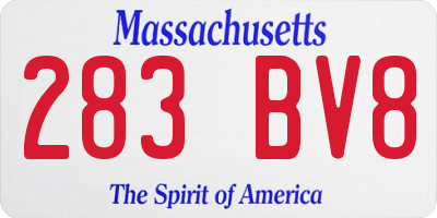 MA license plate 283BV8