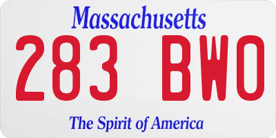 MA license plate 283BW0