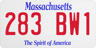 MA license plate 283BW1