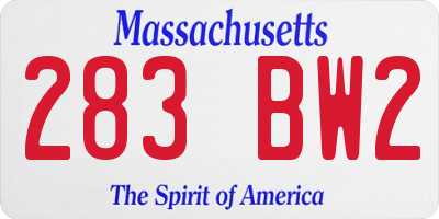 MA license plate 283BW2