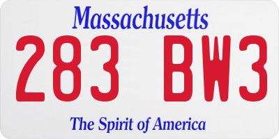 MA license plate 283BW3