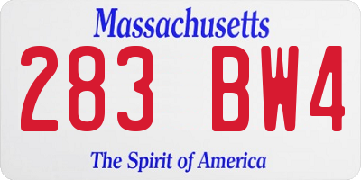 MA license plate 283BW4