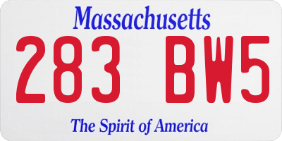 MA license plate 283BW5