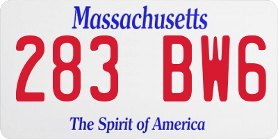 MA license plate 283BW6
