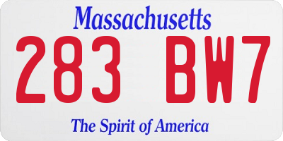 MA license plate 283BW7
