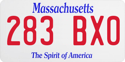 MA license plate 283BX0