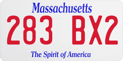 MA license plate 283BX2