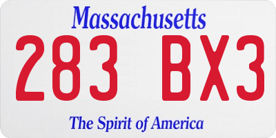 MA license plate 283BX3