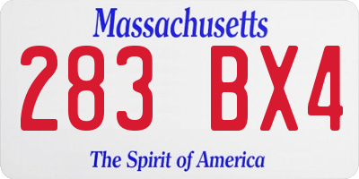 MA license plate 283BX4