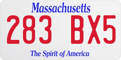 MA license plate 283BX5