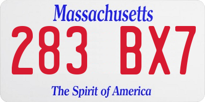 MA license plate 283BX7