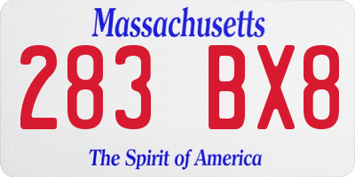MA license plate 283BX8