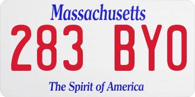 MA license plate 283BY0