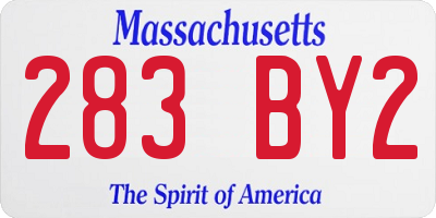 MA license plate 283BY2