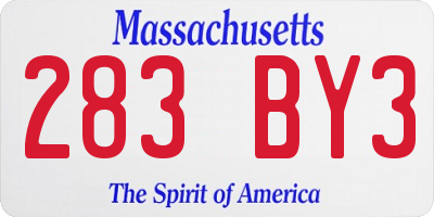 MA license plate 283BY3