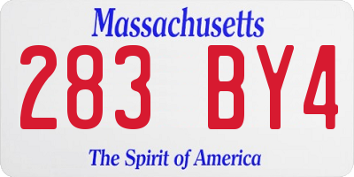MA license plate 283BY4