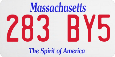 MA license plate 283BY5