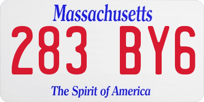 MA license plate 283BY6