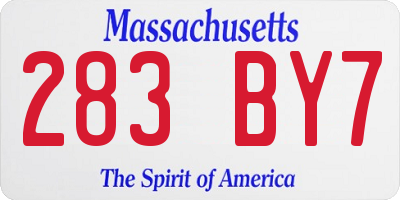 MA license plate 283BY7