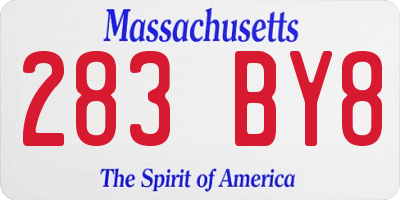 MA license plate 283BY8