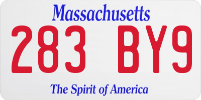 MA license plate 283BY9