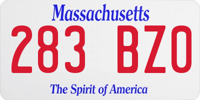 MA license plate 283BZ0