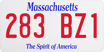 MA license plate 283BZ1