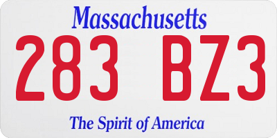 MA license plate 283BZ3