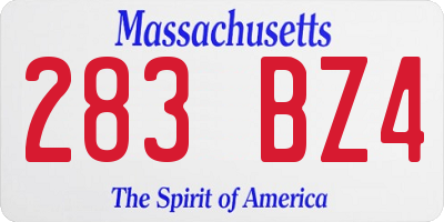 MA license plate 283BZ4