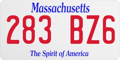 MA license plate 283BZ6