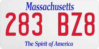 MA license plate 283BZ8