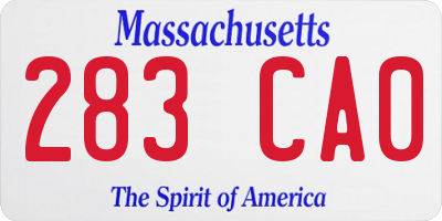MA license plate 283CA0