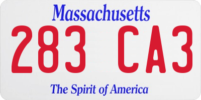 MA license plate 283CA3