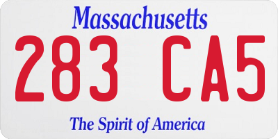 MA license plate 283CA5
