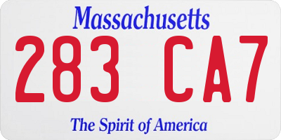 MA license plate 283CA7