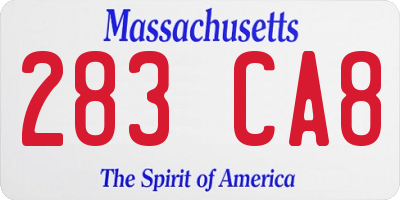 MA license plate 283CA8
