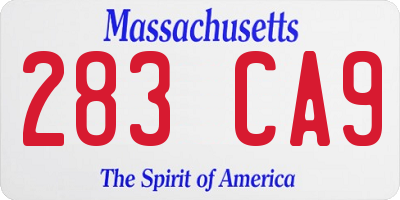 MA license plate 283CA9