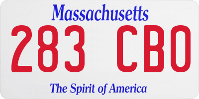 MA license plate 283CB0