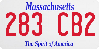 MA license plate 283CB2