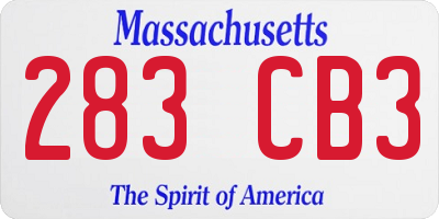 MA license plate 283CB3