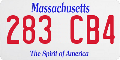 MA license plate 283CB4